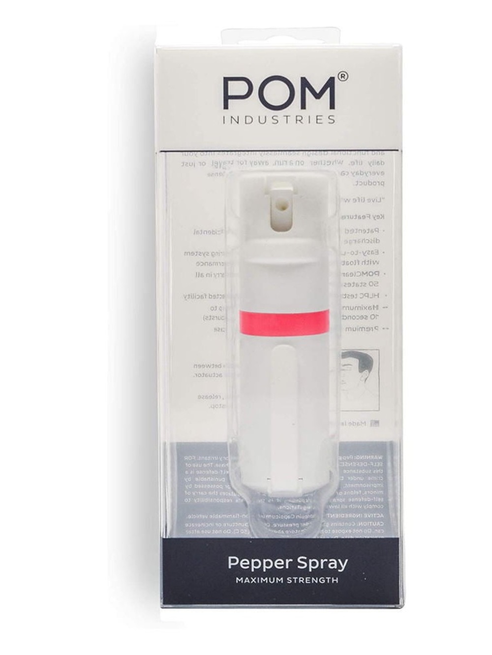 POM CLIP PEPPER SPRAY - WHITE & CORAL (1.40% MC) for walkers and runners